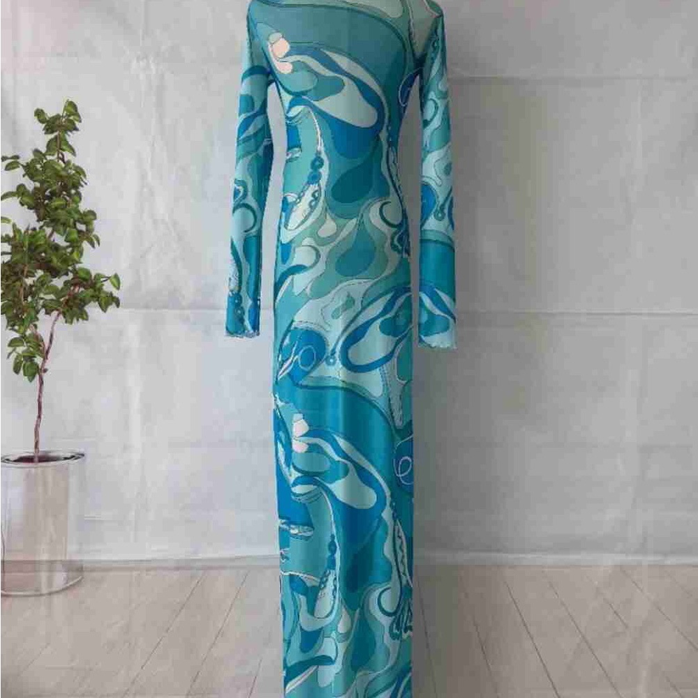 PUCCI Ruffled printed tulle maxi dress - Picture 4 of 5